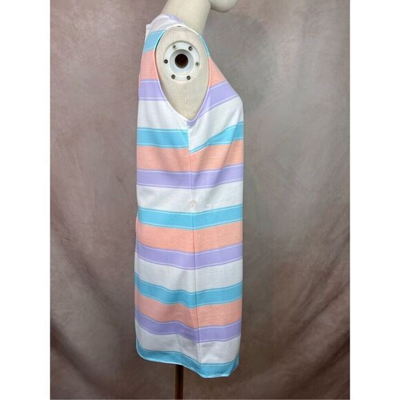 Vintage 60s/70s Pastel Striped Dress Mod MCM - Picture 4 of 7